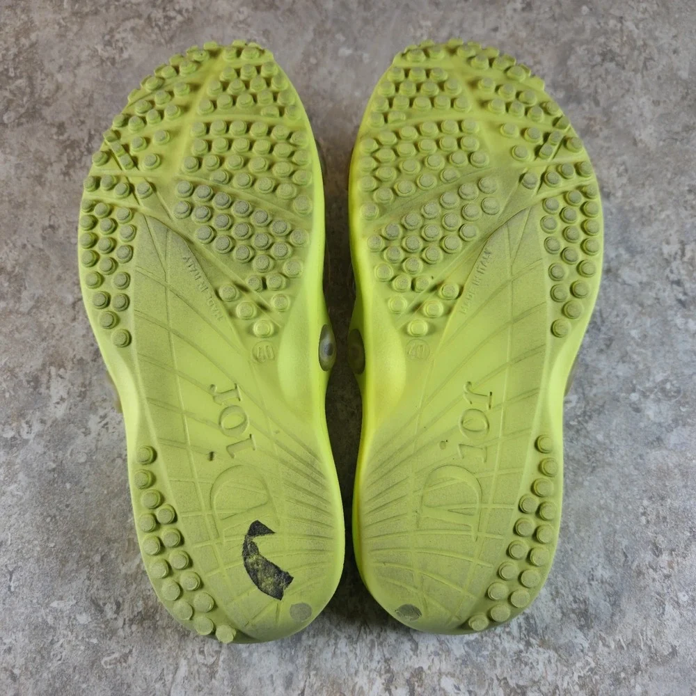 Vintage Christian Dior Lime Jelly Slides Size Womens 40 / 9 - 9.5 / Mens 7 - 7.5 - Picture 4 of 7